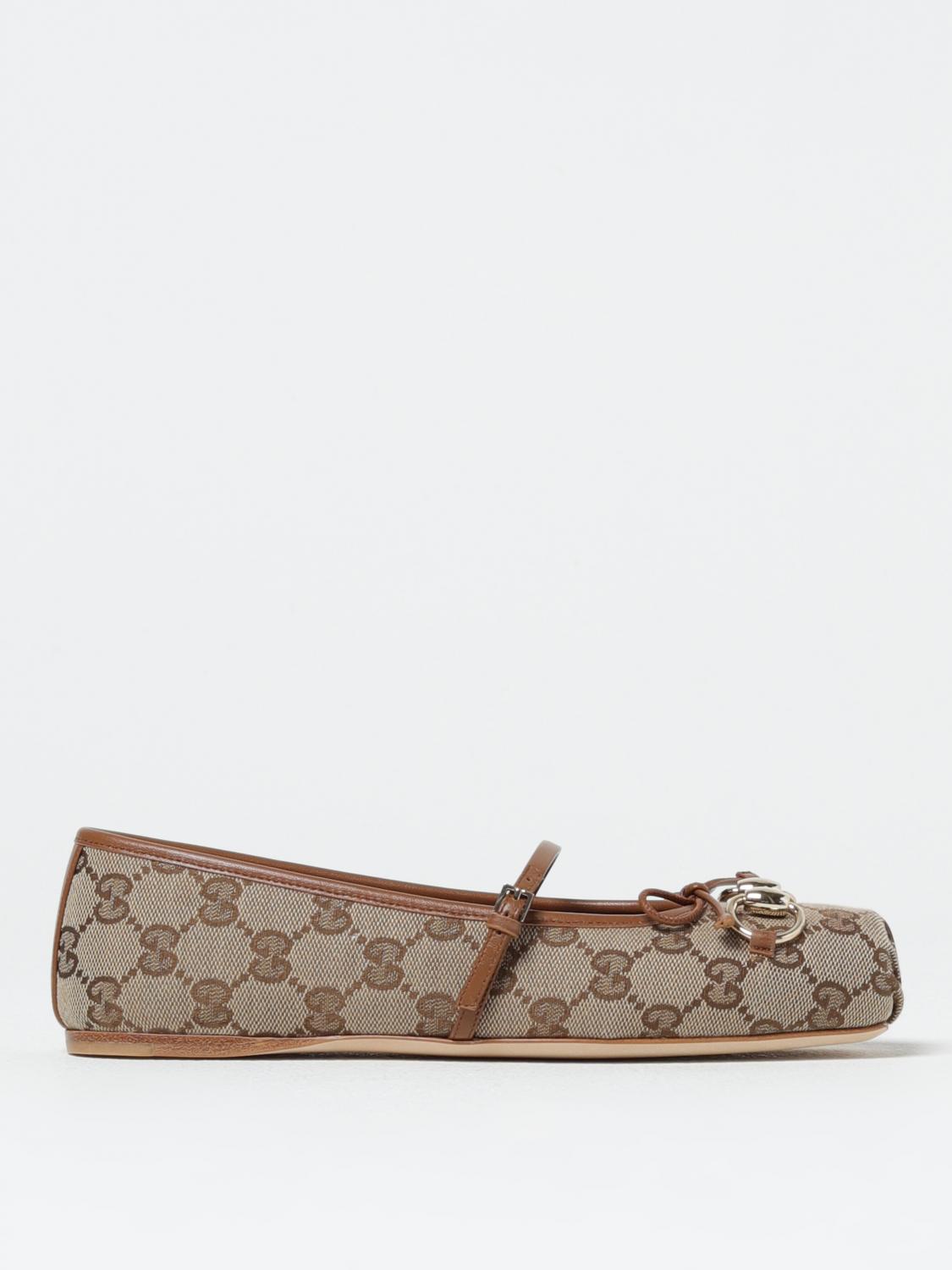 GUCCI BALLERINE: Ballerina Horsebit Gucci in tessuto GG Supreme , Beige - Img 1