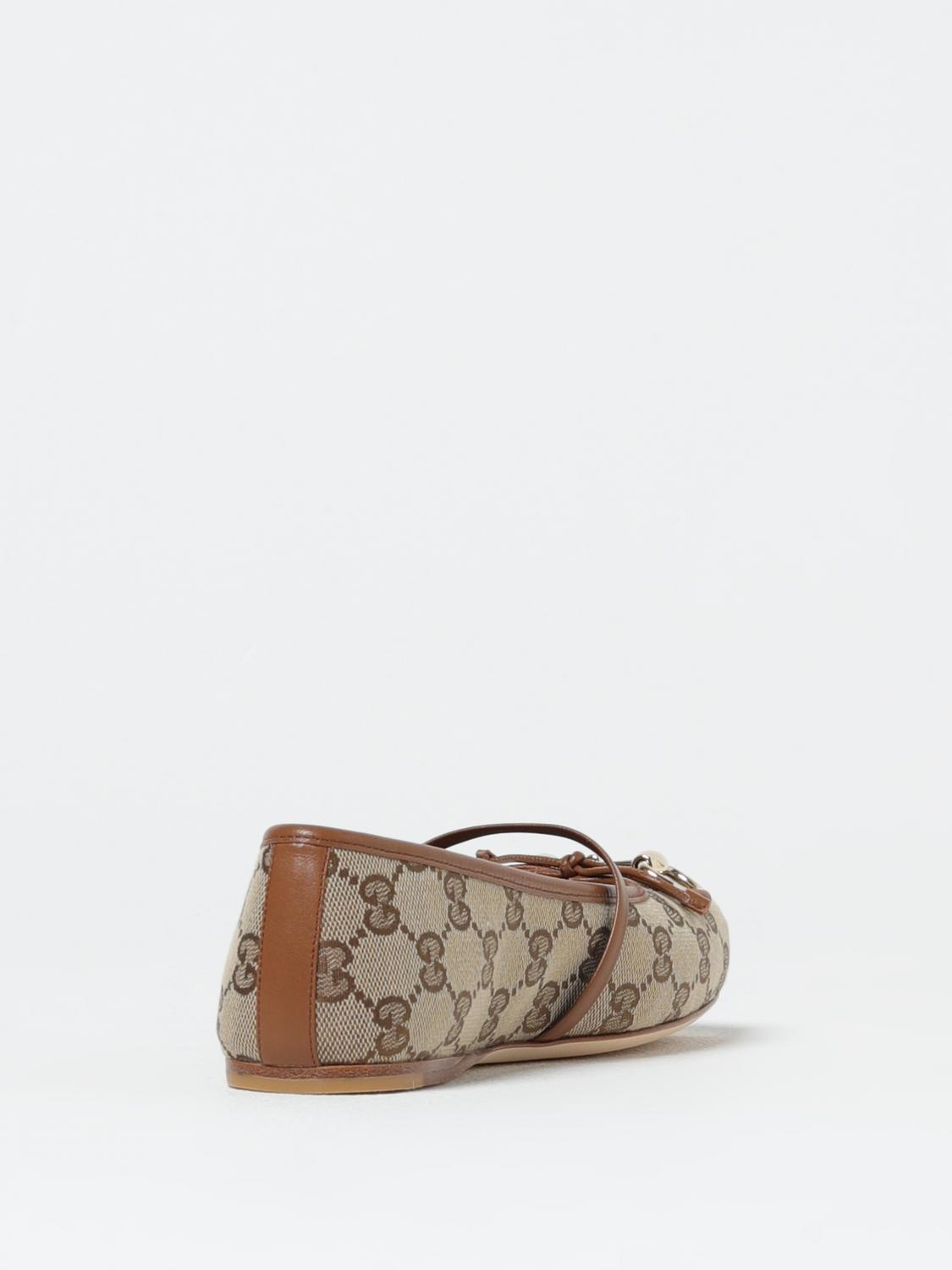 GUCCI BALLERINE: Ballerina Horsebit Gucci in tessuto GG Supreme , Beige - Img 3