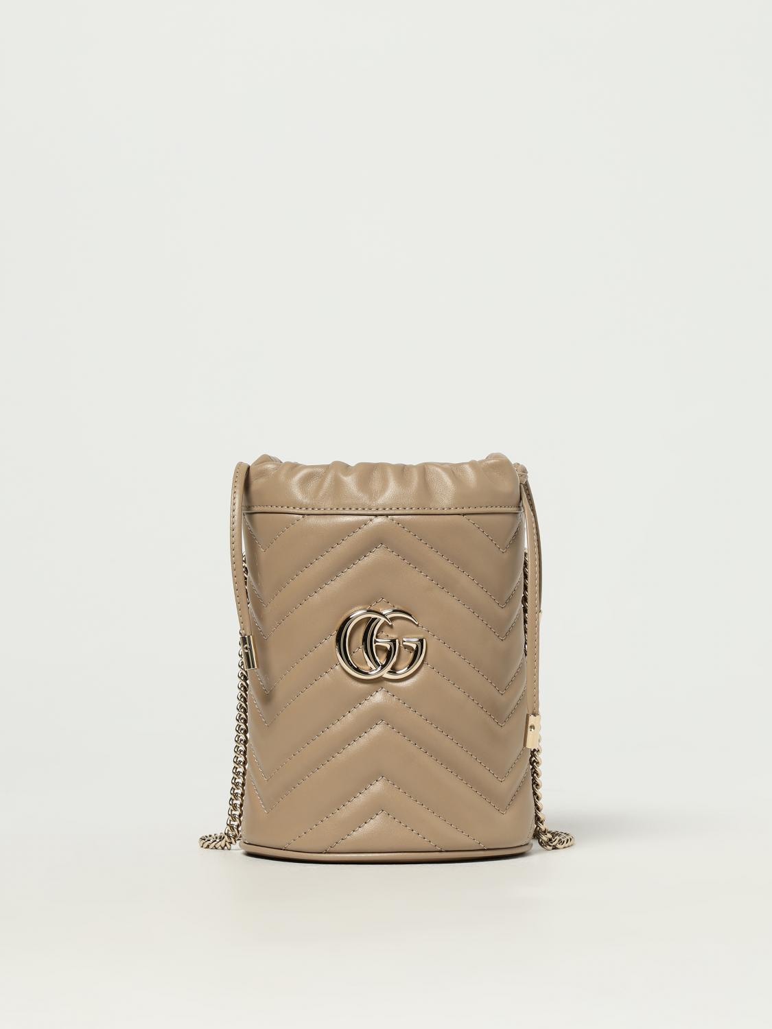 GUCCI BORSA MINI: Borse GG Marmont Gucci in pelle chevron matelassè , Beige - Img 1