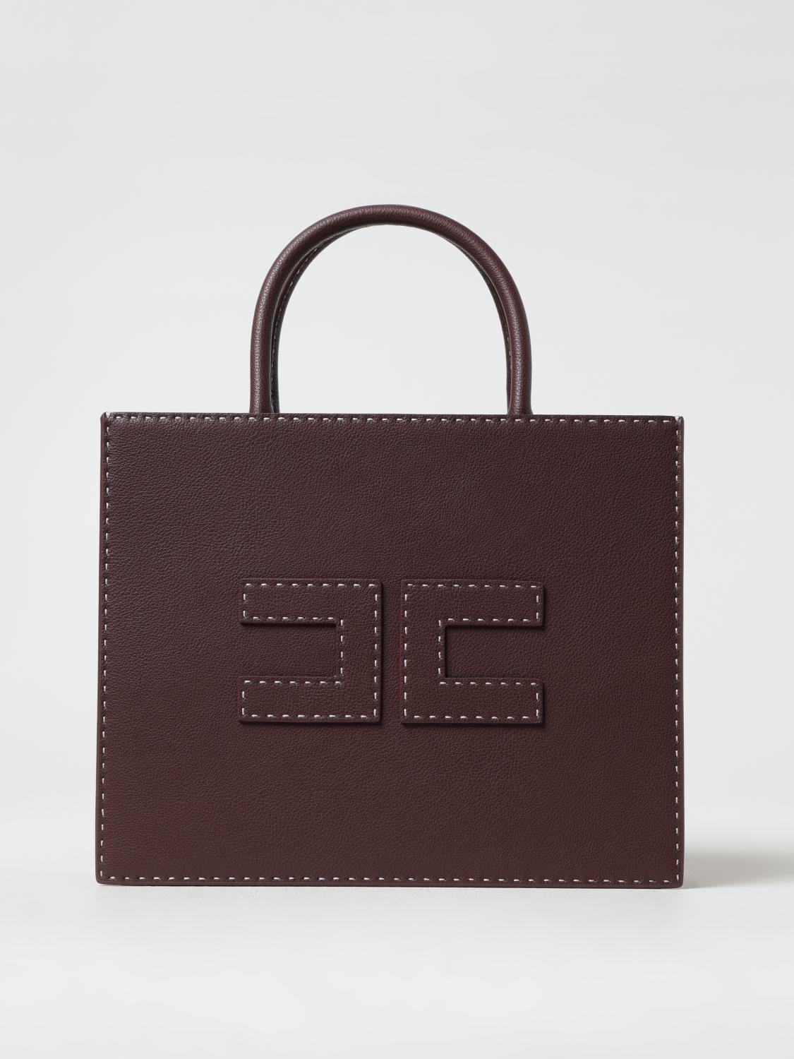 ELISABETTA FRANCHI BORSA A MANO: Borsa Elisabetta Franchi in pelle sintetica a grana , Marrone - Img 1