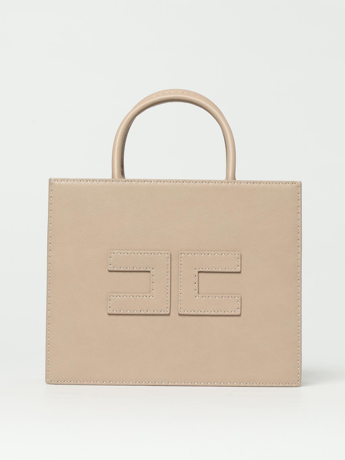 ELISABETTA FRANCHI BORSA A MANO: Borsa Elisabetta Franchi in pelle sintetica a grana , Cipria - Img 1