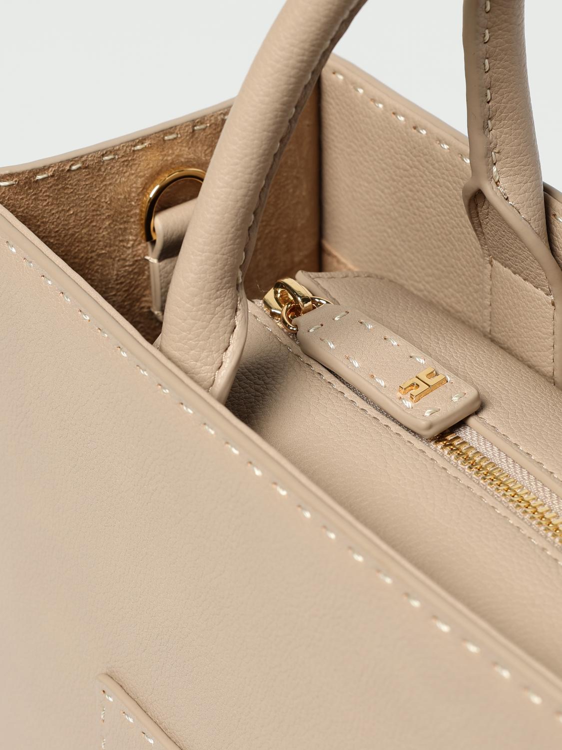 ELISABETTA FRANCHI BORSA A MANO: Borsa Elisabetta Franchi in pelle sintetica a grana , Cipria - Img 3