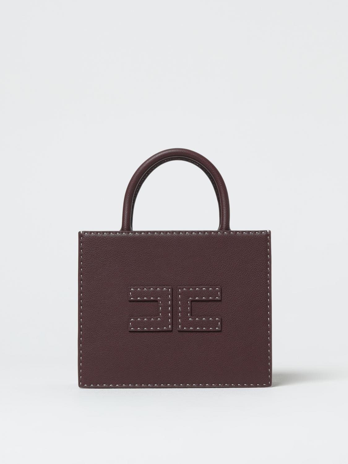 ELISABETTA FRANCHI BORSA A MANO: Borsa Elisabetta Franchi in pelle sintetica a grana , Marrone - Img 1