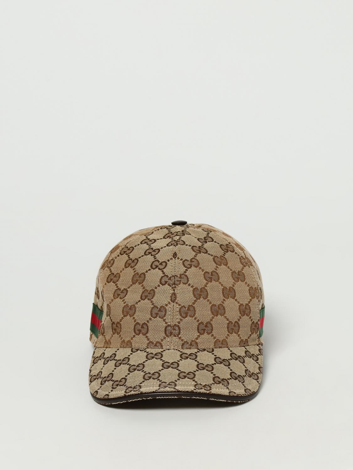 GUCCI CAPPELLO: Cappello Web Gucci in tessuto GG Supreme jacquard , Beige - Img 2