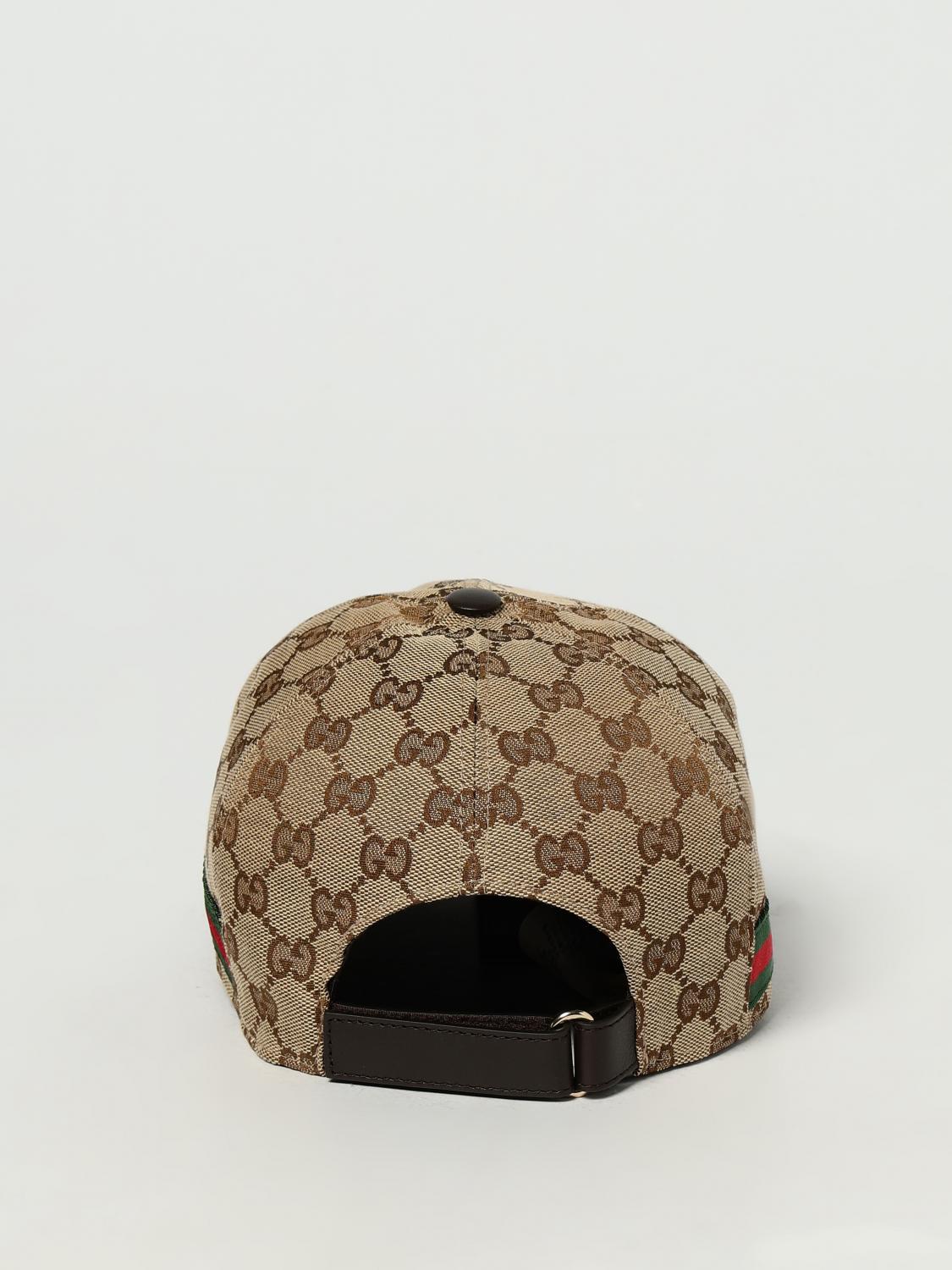 GUCCI CAPPELLO: Cappello Web Gucci in tessuto GG Supreme jacquard , Beige - Img 3