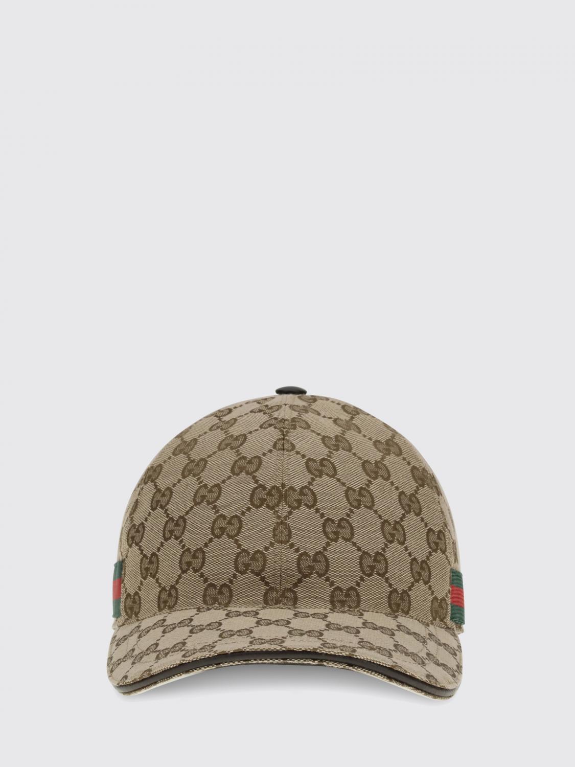 GUCCI HAT: Gucci Web GG Supreme Jacquard Fabric Hat, Camel - Img 2