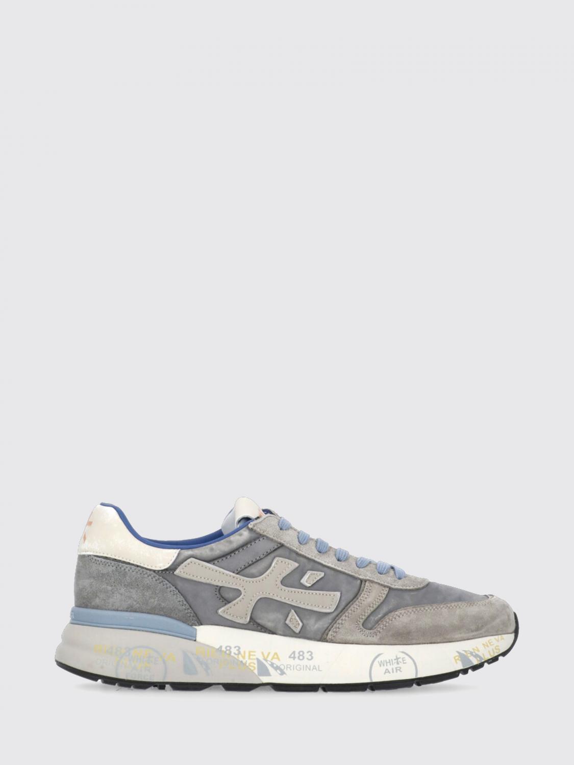PREMIATA SNEAKERS: Sneakers Mick in pelle e canvas used, Grigio 1 - Img 1