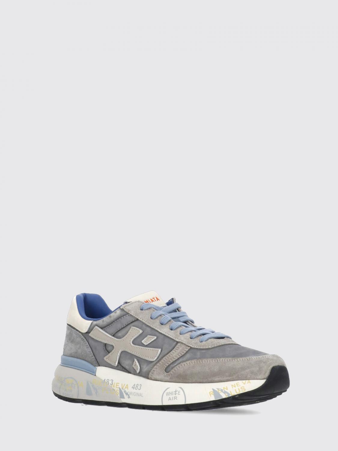 PREMIATA SNEAKERS: Sneakers Mick in pelle e canvas used, Grigio 1 - Img 2