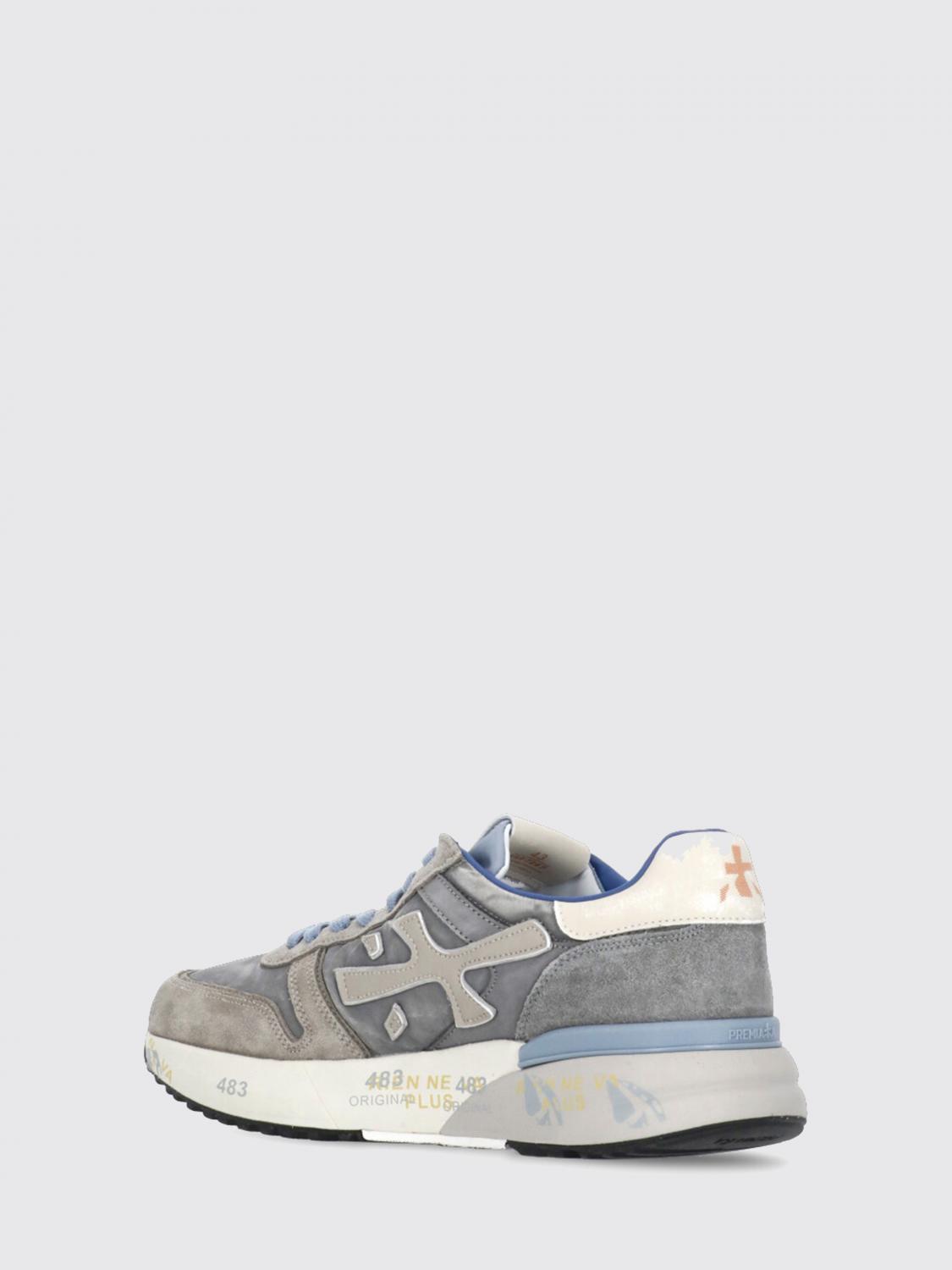 PREMIATA SNEAKERS: Sneakers Mick in pelle e canvas used, Grigio 1 - Img 3