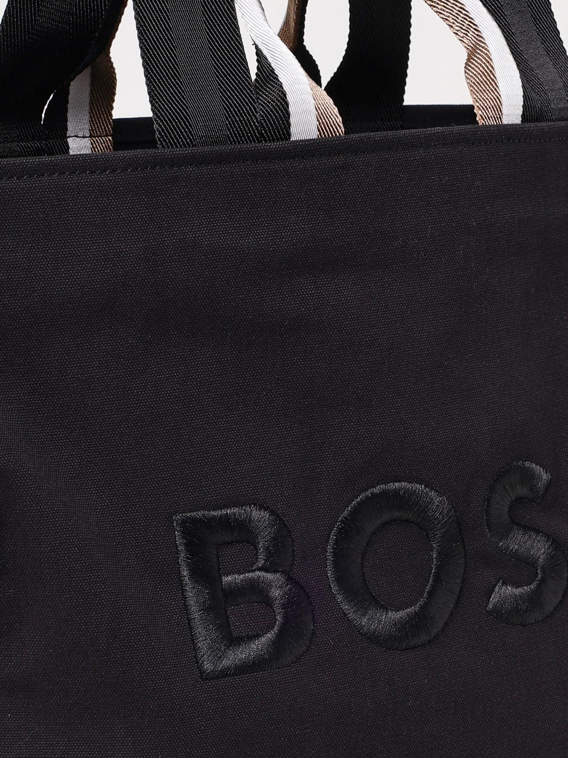 BOSS BORSA TOTE: Borsa Deva Boss in canvas con logo ricamato , Nero - Img 3