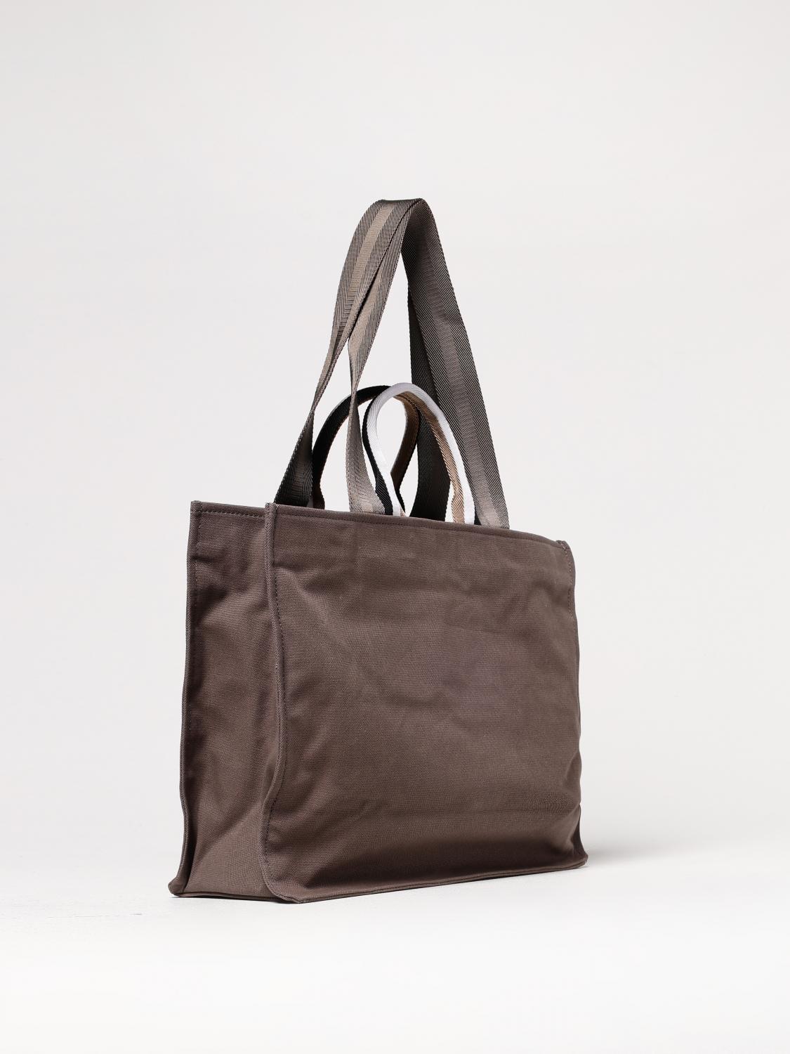 BOSS BORSA TOTE: Borsa Deva Boss in canvas con logo ricamato , Fango - Img 2