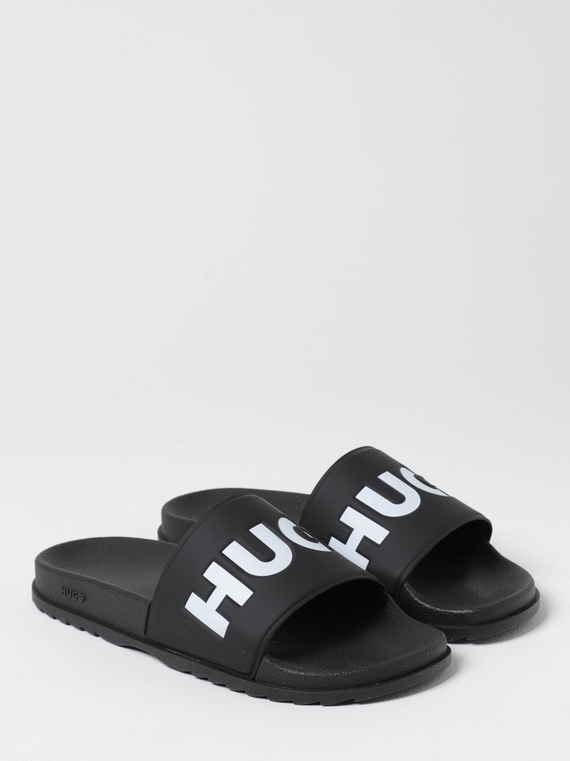 HUGO SANDALI: Sliders Hugo in gomma con logo , Nero - Img 2