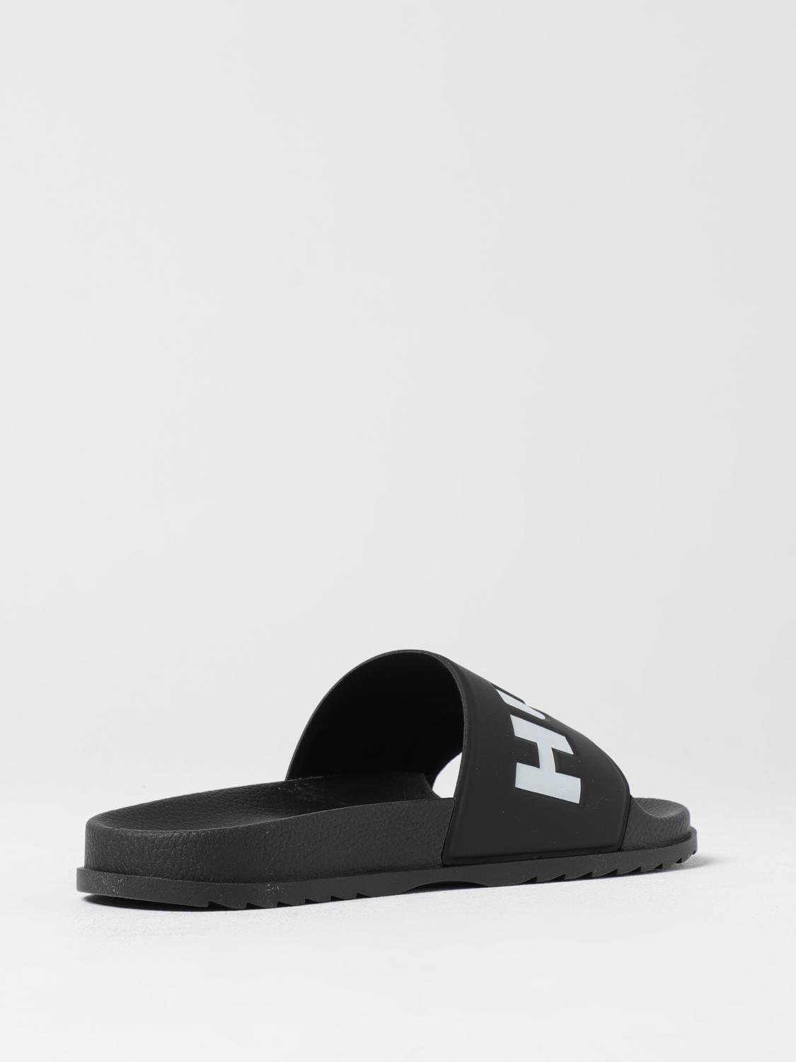 HUGO SANDALI: Sliders Hugo in gomma con logo , Nero - Img 3