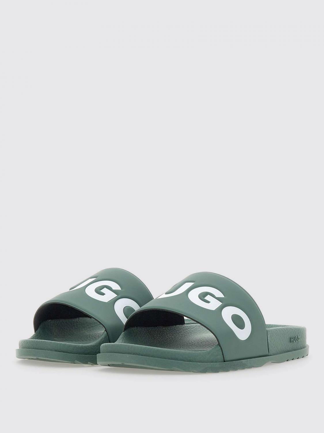 HUGO SANDALI: Sliders Hugo in gomma con logo , Blue - Img 2