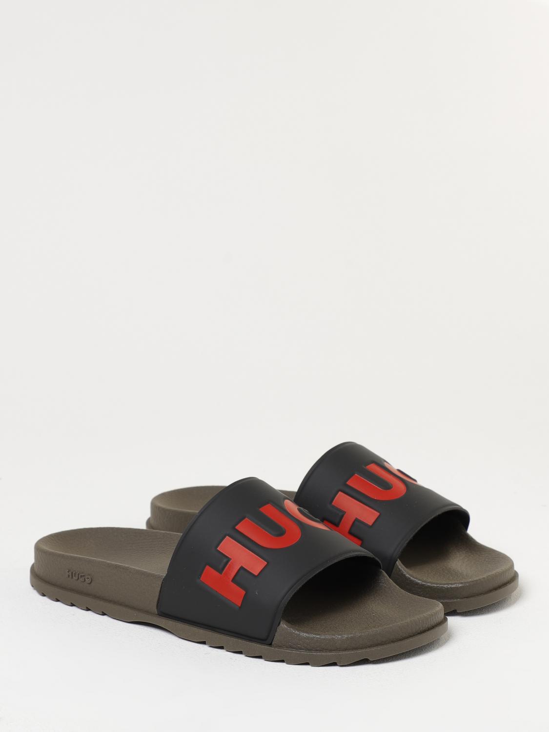 HUGO SANDALI: Sliders Hugo in gomma con logo , Verde - Img 2