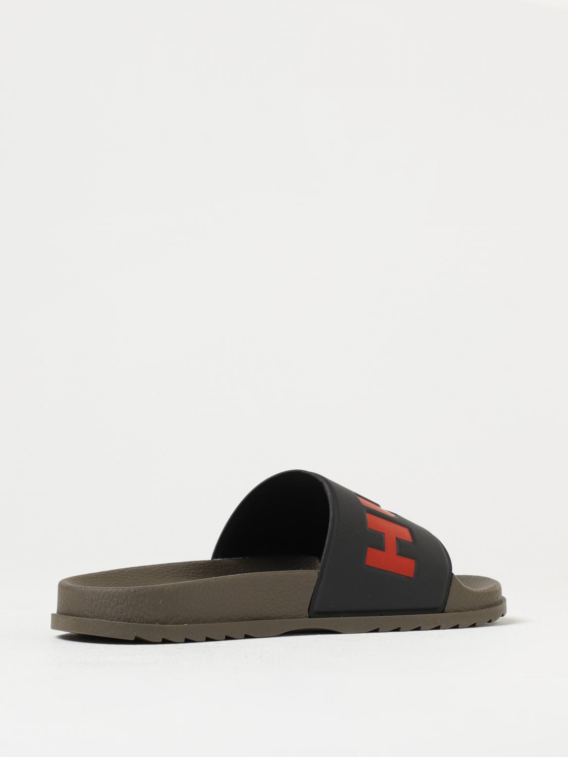 HUGO SANDALI: Sliders Hugo in gomma con logo , Verde - Img 3