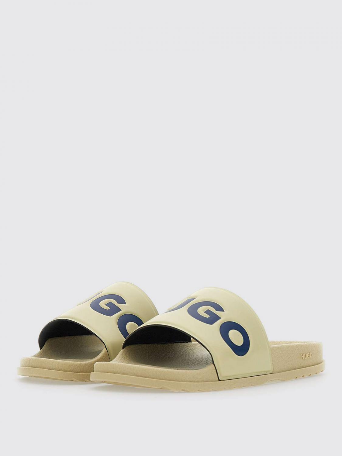 HUGO SANDALI: Sliders Hugo in gomma con logo , Beige - Img 2
