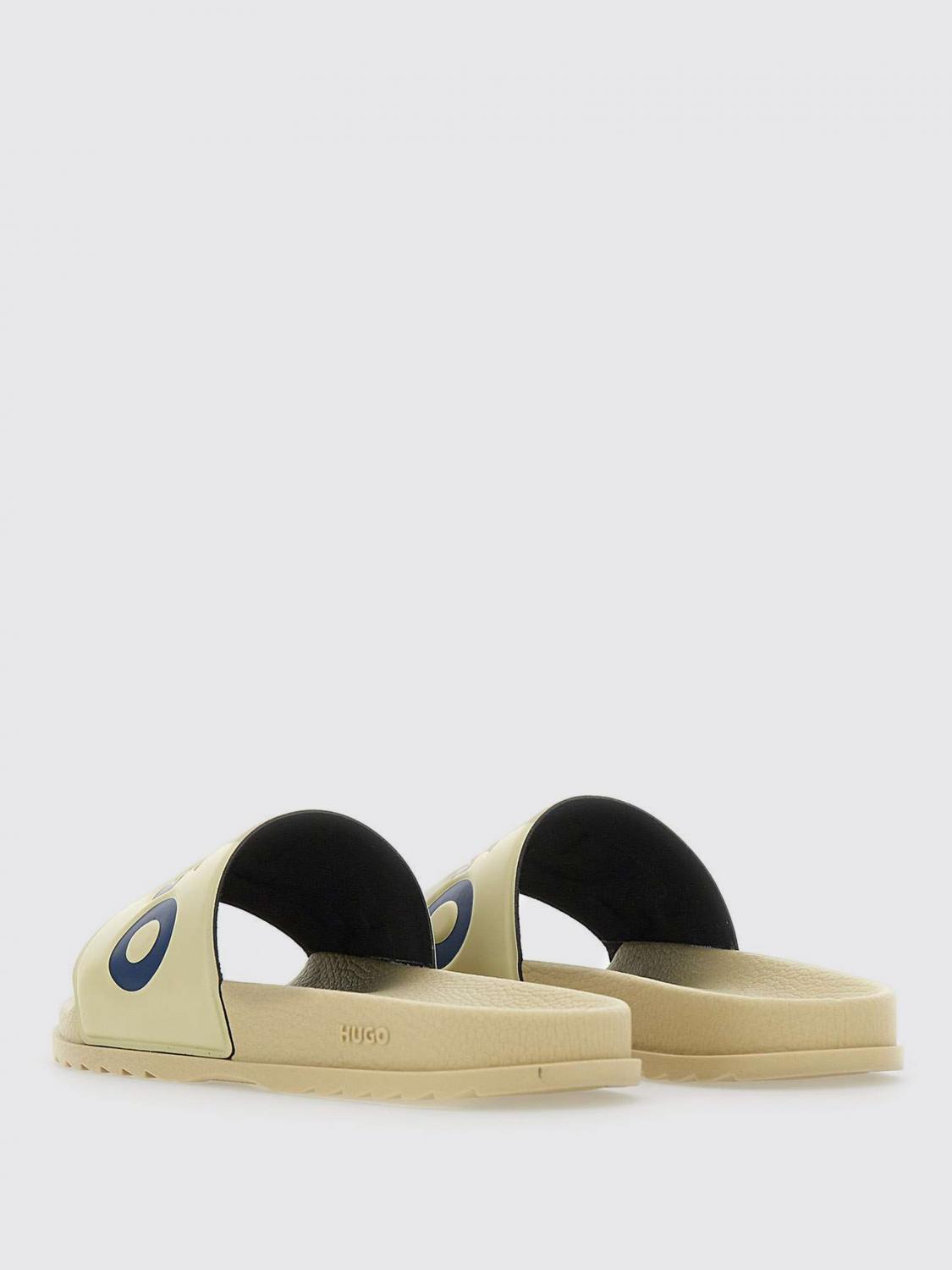 HUGO SANDALI: Sliders Hugo in gomma con logo , Beige - Img 3
