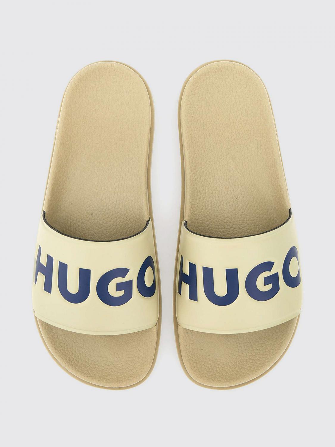 HUGO SANDALI: Sliders Hugo in gomma con logo , Beige - Img 4