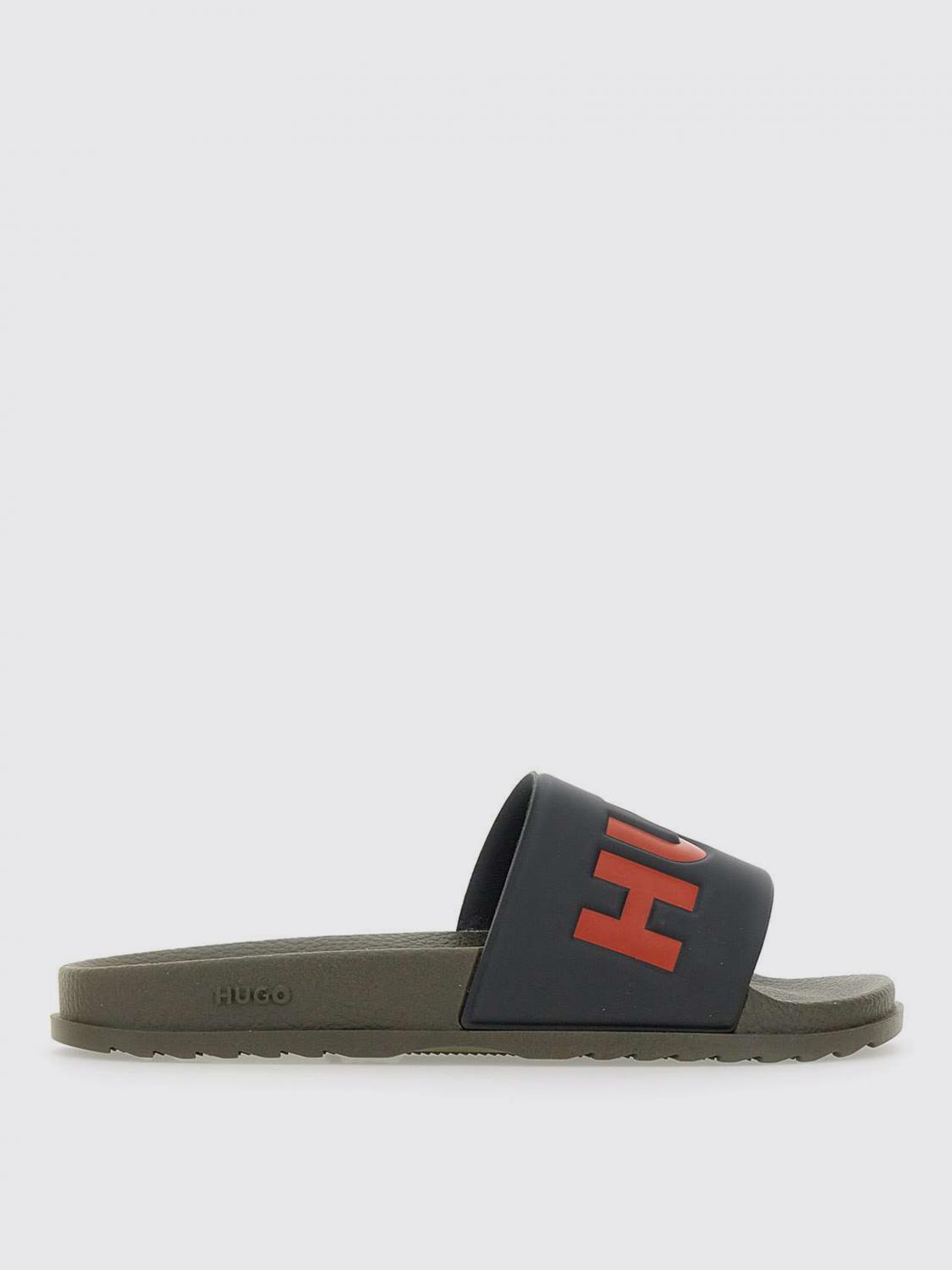 HUGO SANDALI: Sliders Hugo in gomma con logo , Nero 1 - Img 1