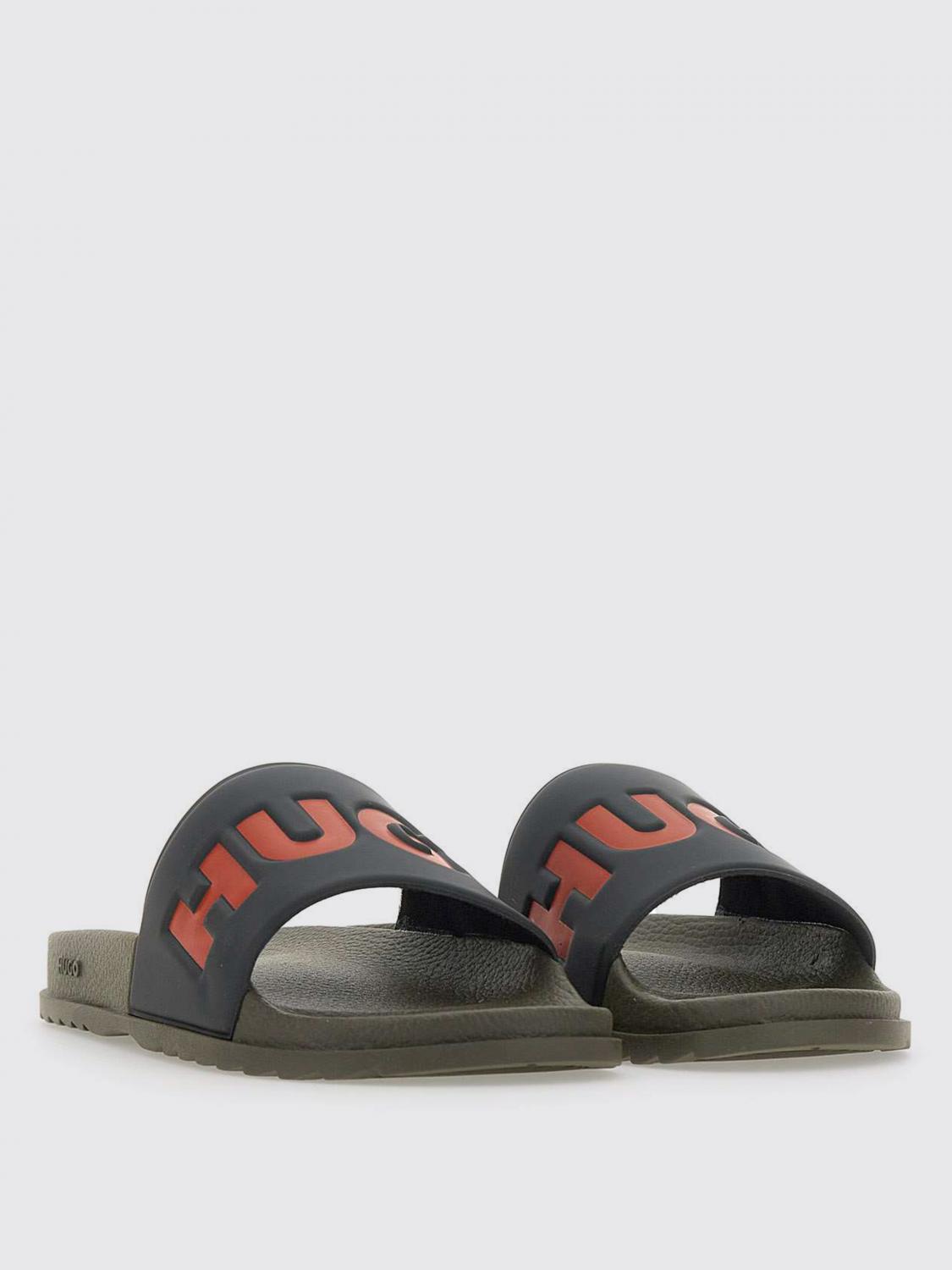 HUGO SANDALI: Sliders Hugo in gomma con logo , Nero 1 - Img 2