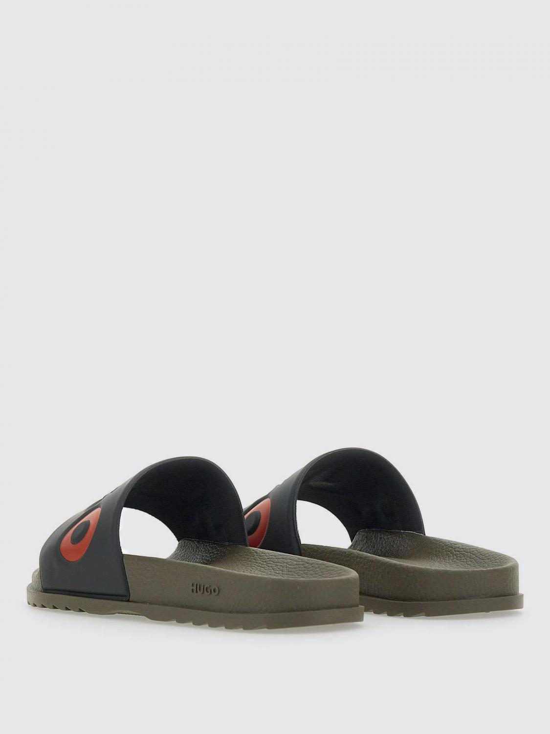 HUGO SANDALI: Sliders Hugo in gomma con logo , Nero 1 - Img 3