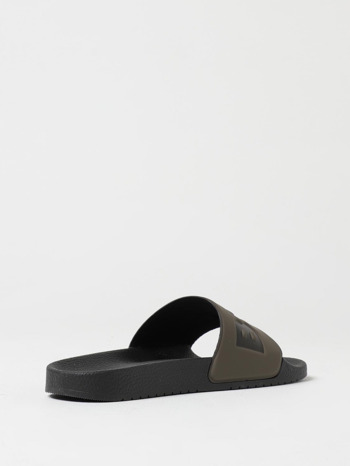 BOSS SANDALI: Sliders Boss in gomma con stampa logo , Verde - Img 3