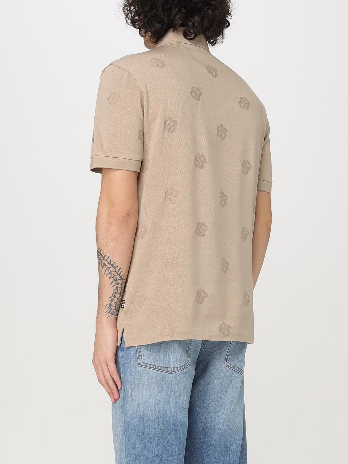 BOSS POLO: Polo Boss in cotone con logo all-over , Beige - Img 2