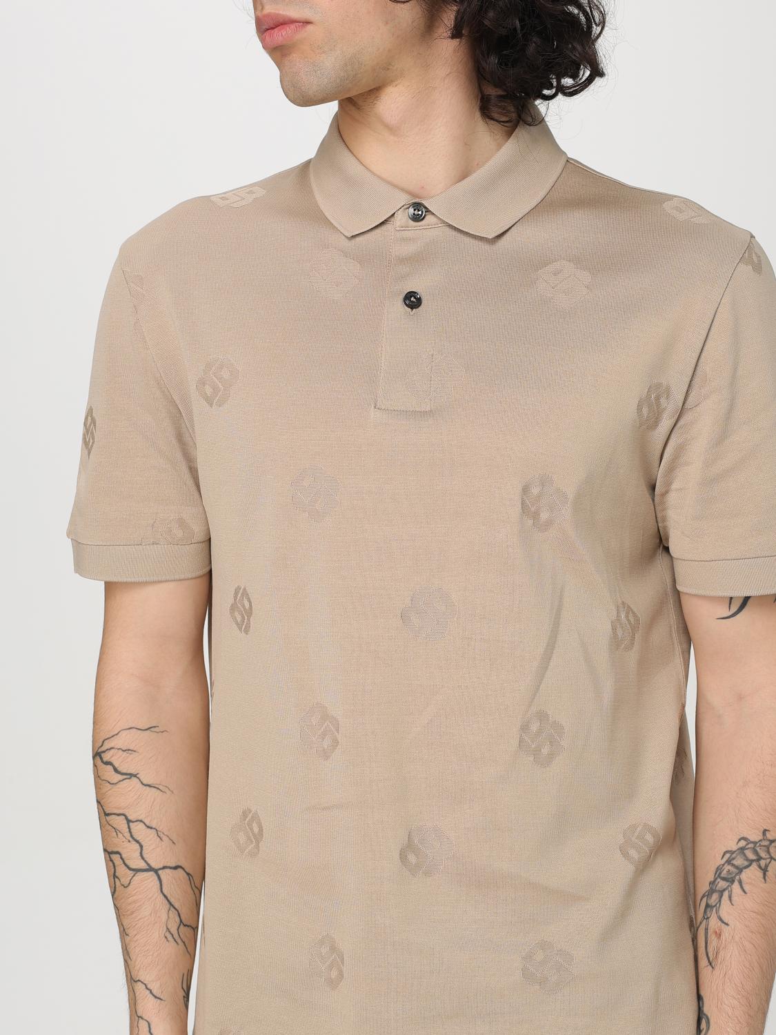 BOSS POLO: Polo Boss in cotone con logo all-over , Beige - Img 3