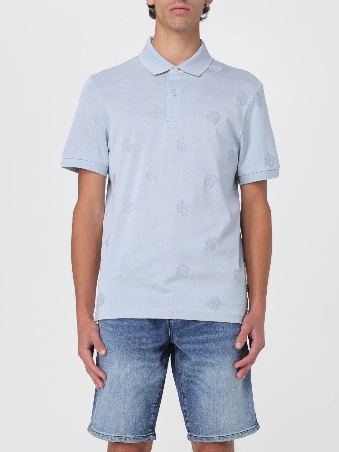 BOSS POLO: Polo Boss in cotone con logo all-over , Blue 1 - Img 1
