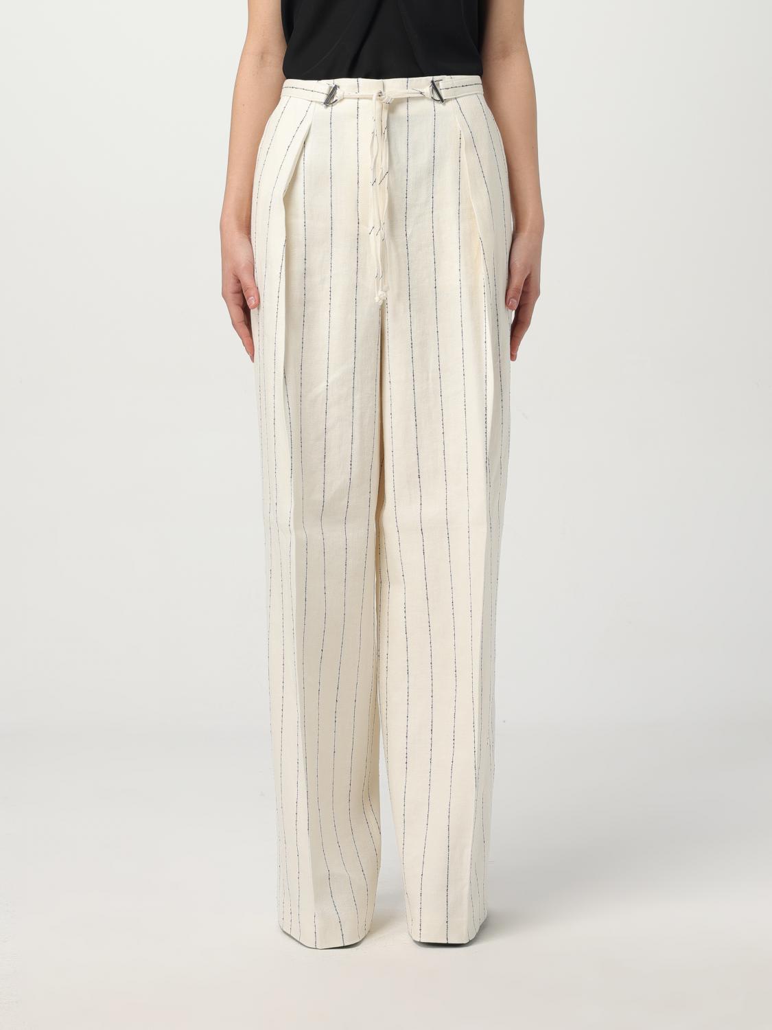 BOSS PANTALONI: Pantalone Boss in misto lino a righe , Fantasia - Img 1