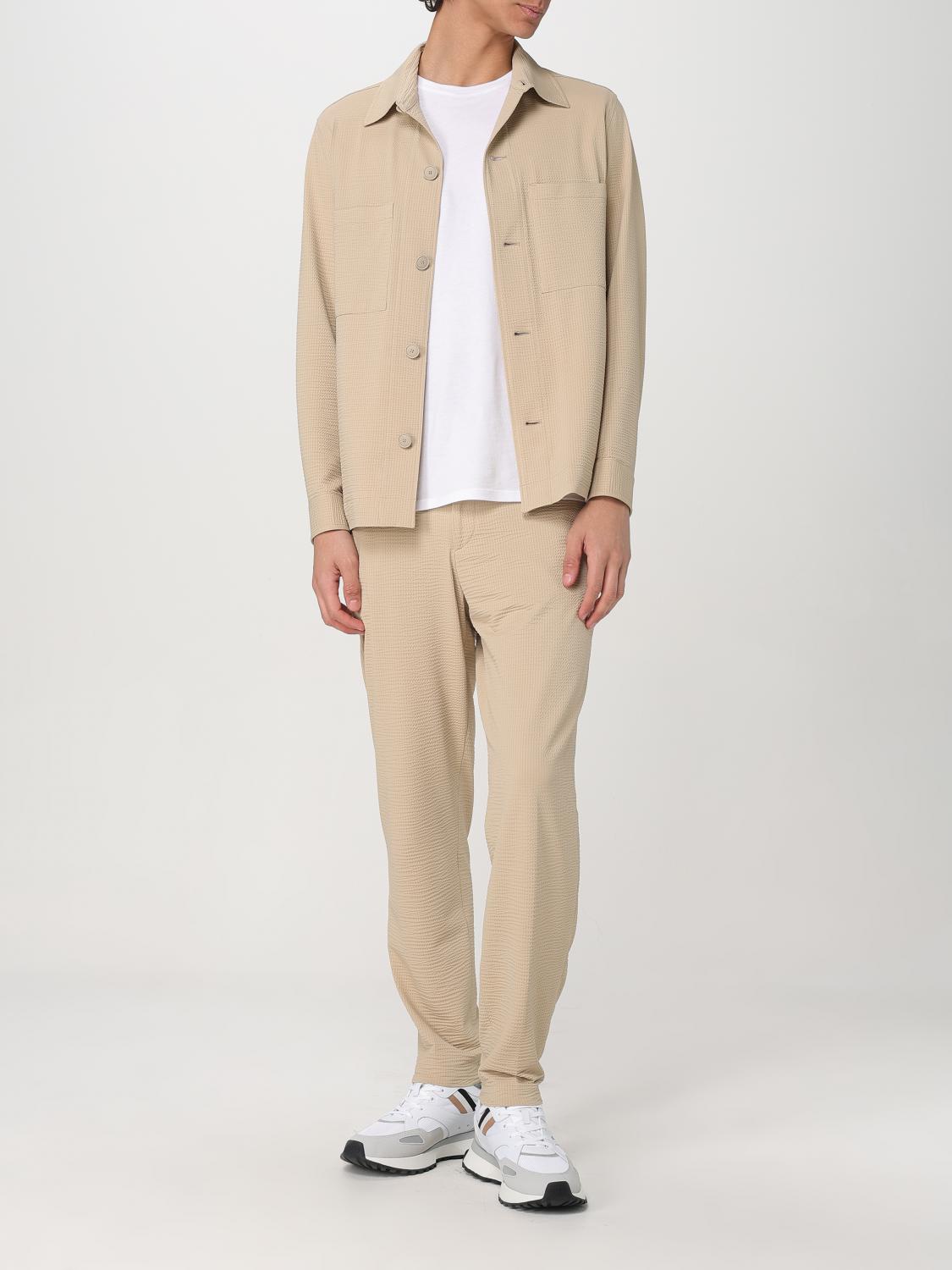 BOSS GIACCA: Overshirt Boss in cotone stretch , Beige - Img 2