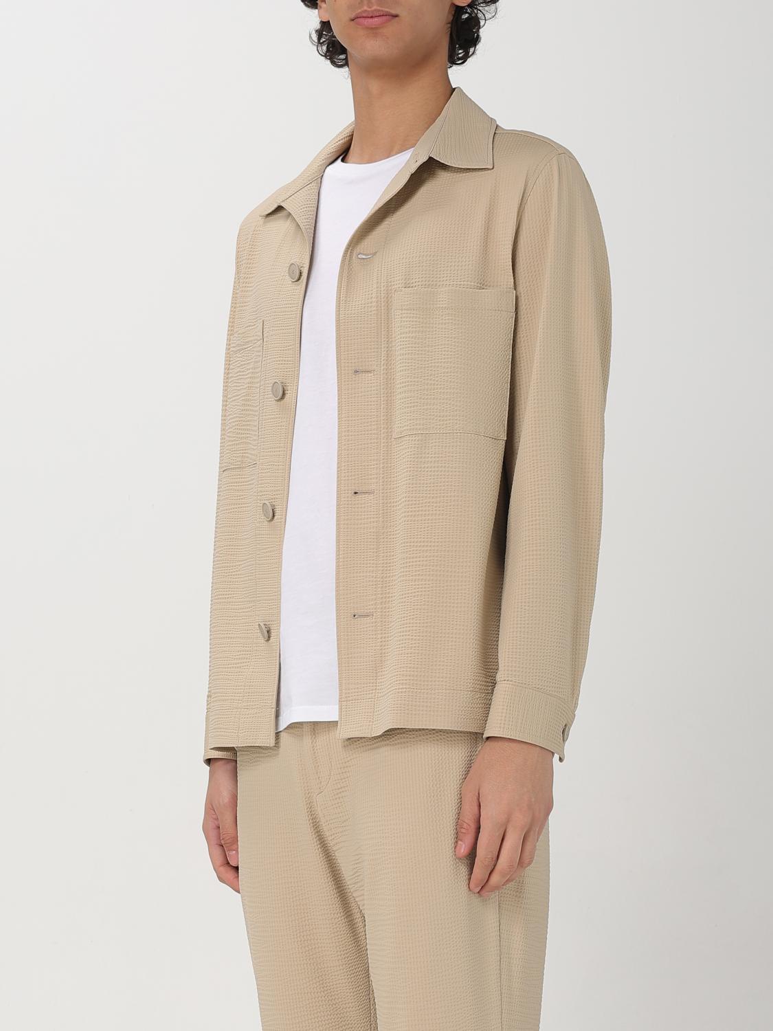 BOSS GIACCA: Overshirt Boss in cotone stretch , Beige - Img 4