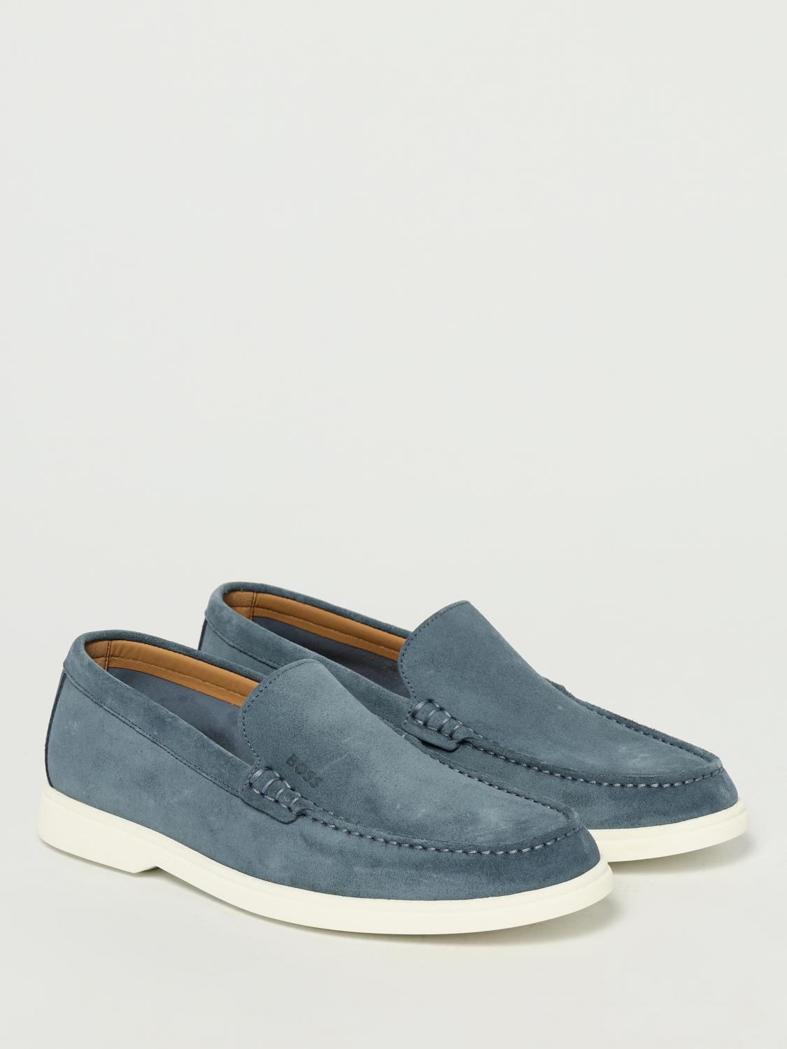 BOSS MOCASSINI: Mocassino Boss in camoscio , Azzurro - Img 2