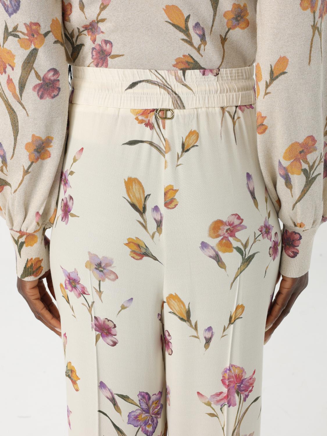 TWINSET PANTALONI: Pantalone Twinset in viscosa con stampa floreale , Fantasia - Img 4