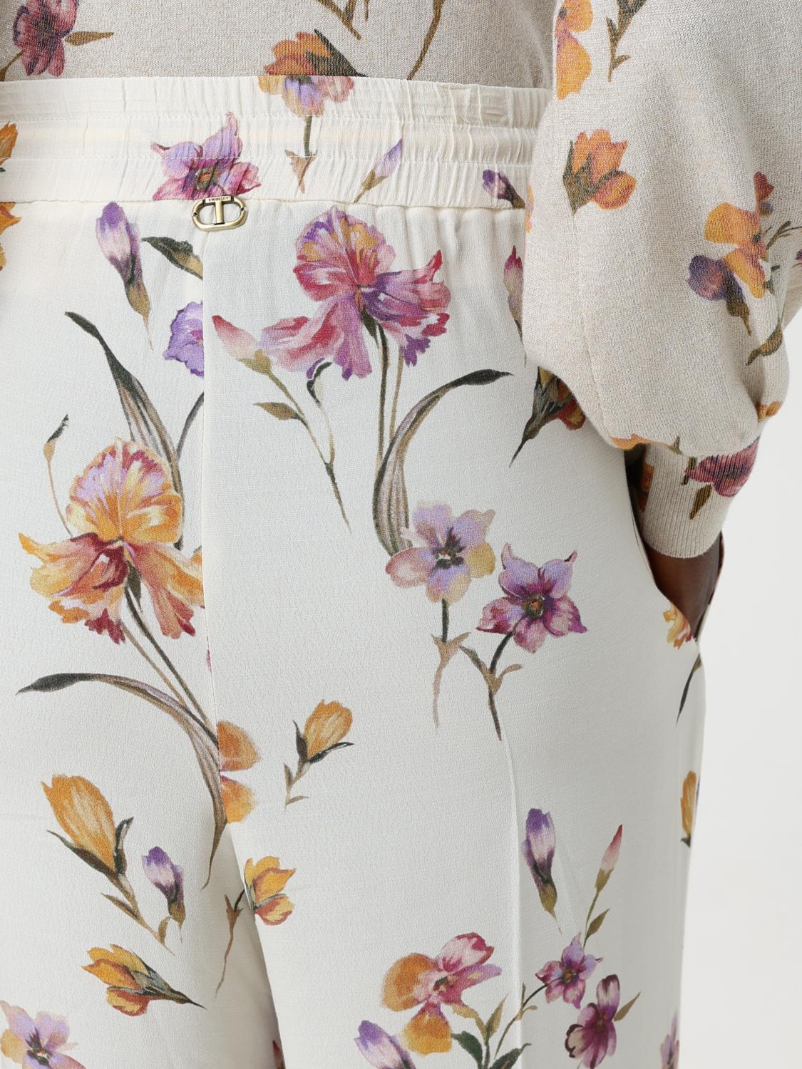 TWINSET PANTALONI: Pantalone Twinset in viscosa con stampa floreale , Fa02 - Img 4