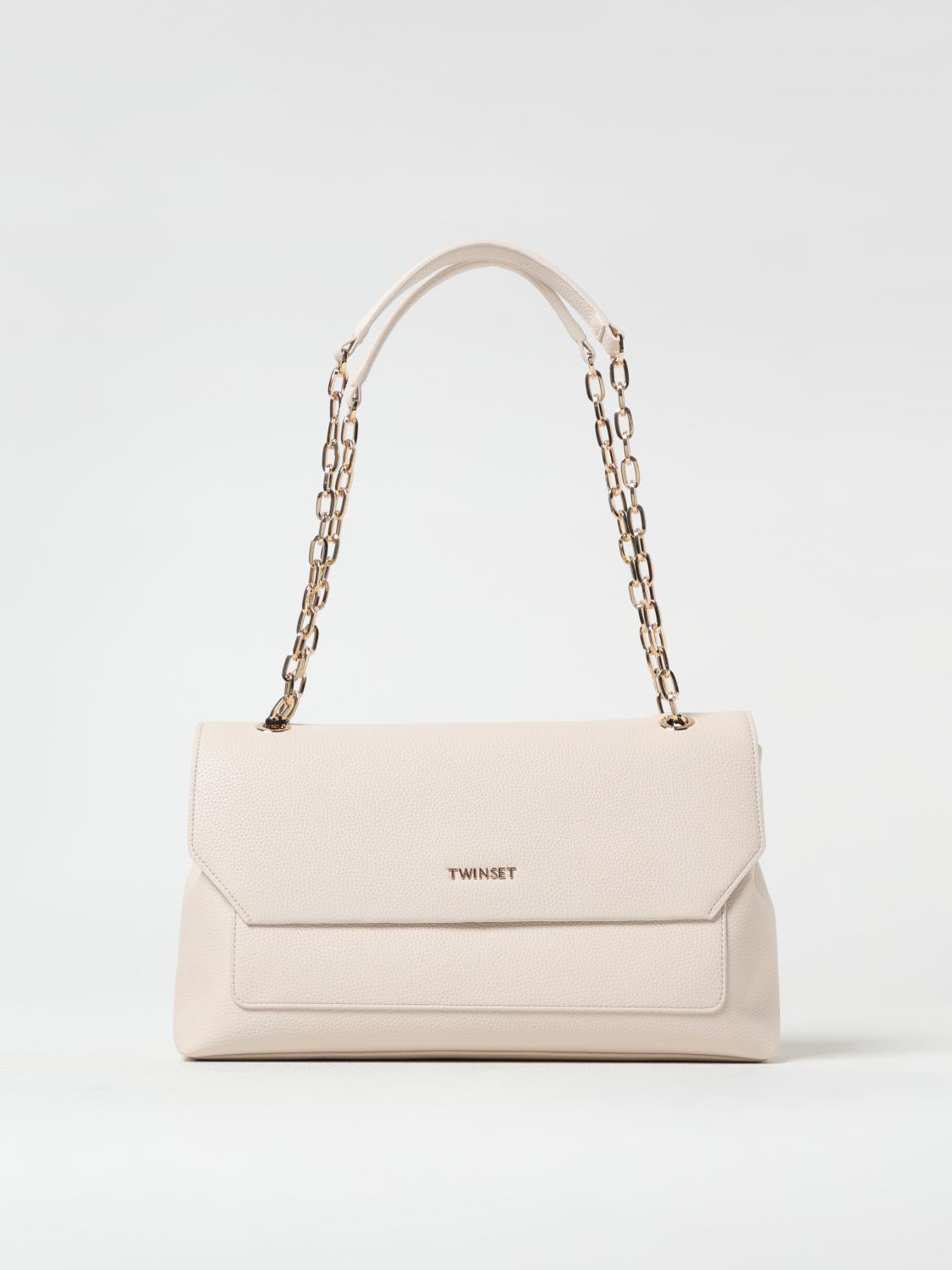 TWINSET BORSA A SPALLA: Borsa a spalla Twinset in pelle sintetica a grana , Perla - Img 1