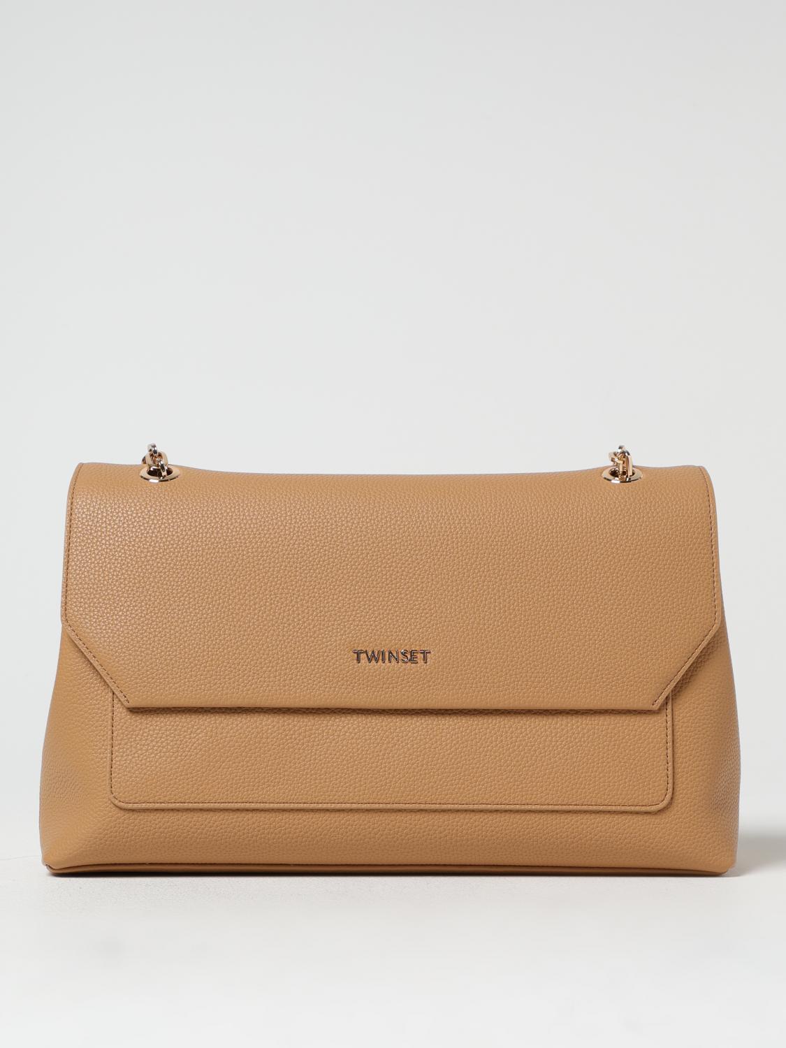 TWINSET BORSA A SPALLA: Borsa a spalla Twinset in pelle sintetica a grana , Cammello - Img 1