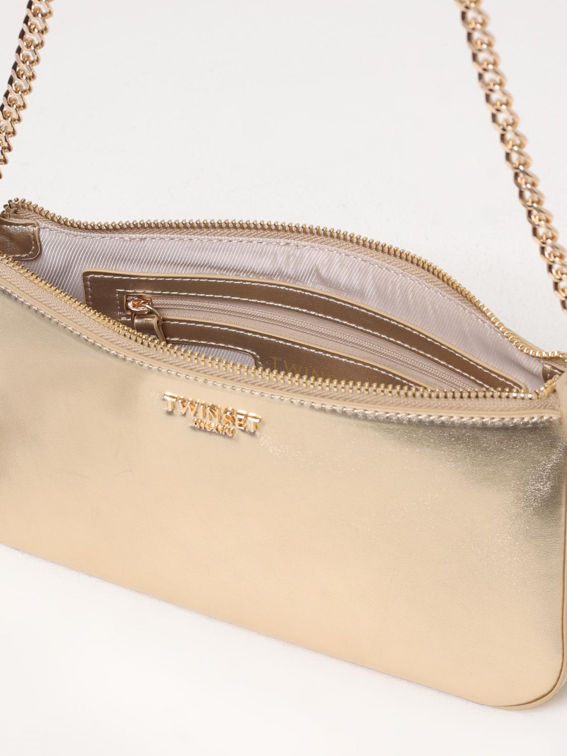 TWINSET BORSA A SPALLA: Borsa Passepartout Twinset in pelle sintetica , Oro - Img 3