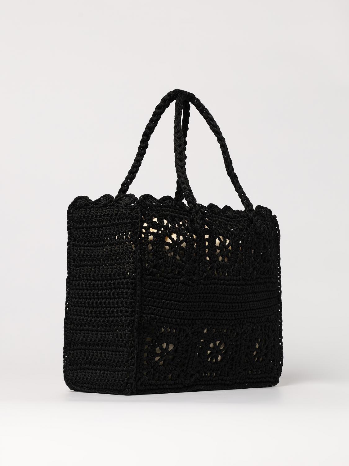TWINSET BORSA TOTE: Borsa Bohémien Twinset in crochet di cotone , Nero - Img 2