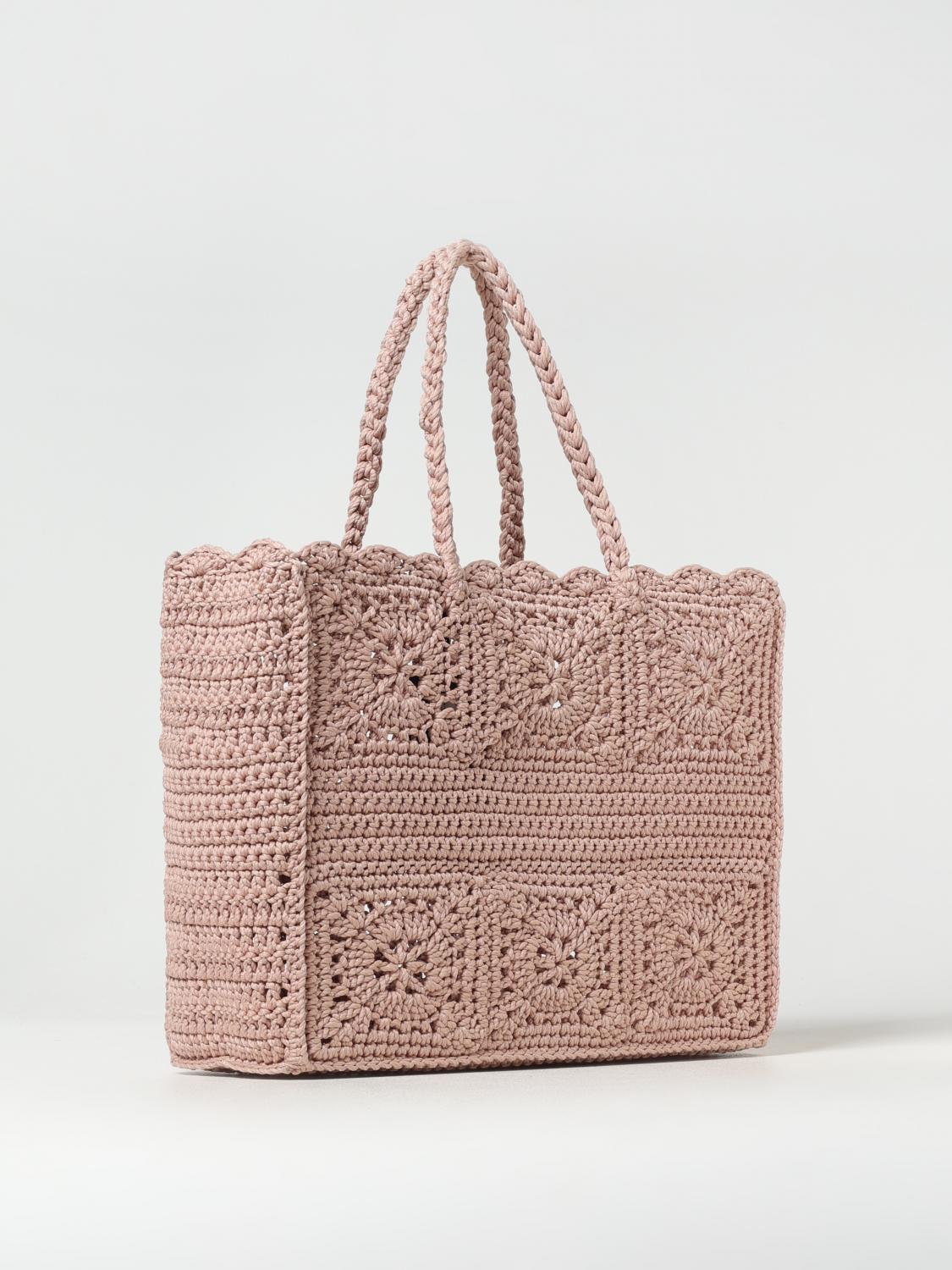 TWINSET BORSA TOTE: Borsa Bohémien Twinset in crochet di cotone , Rosa - Img 2