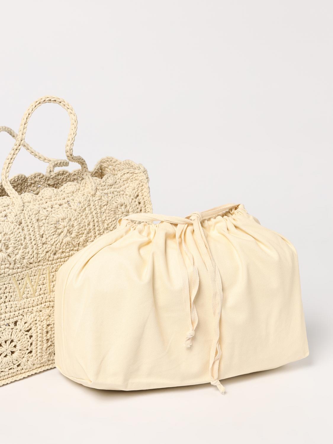 TWINSET BORSA TOTE: Borsa Bohémien Twinset in crochet di cotone , Sabbia - Img 3