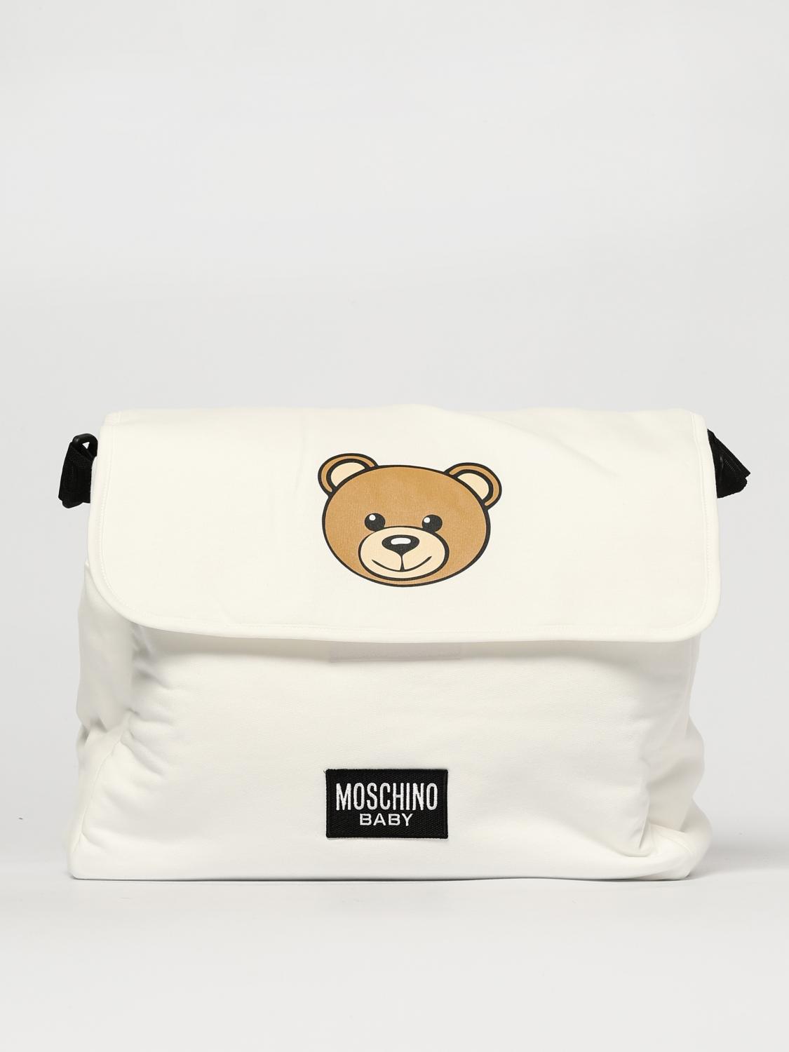 MOSCHINO CORREDI BAMBINI: Diaper bag in cotone Teddy Bear Moschino, Bianco - Img 1