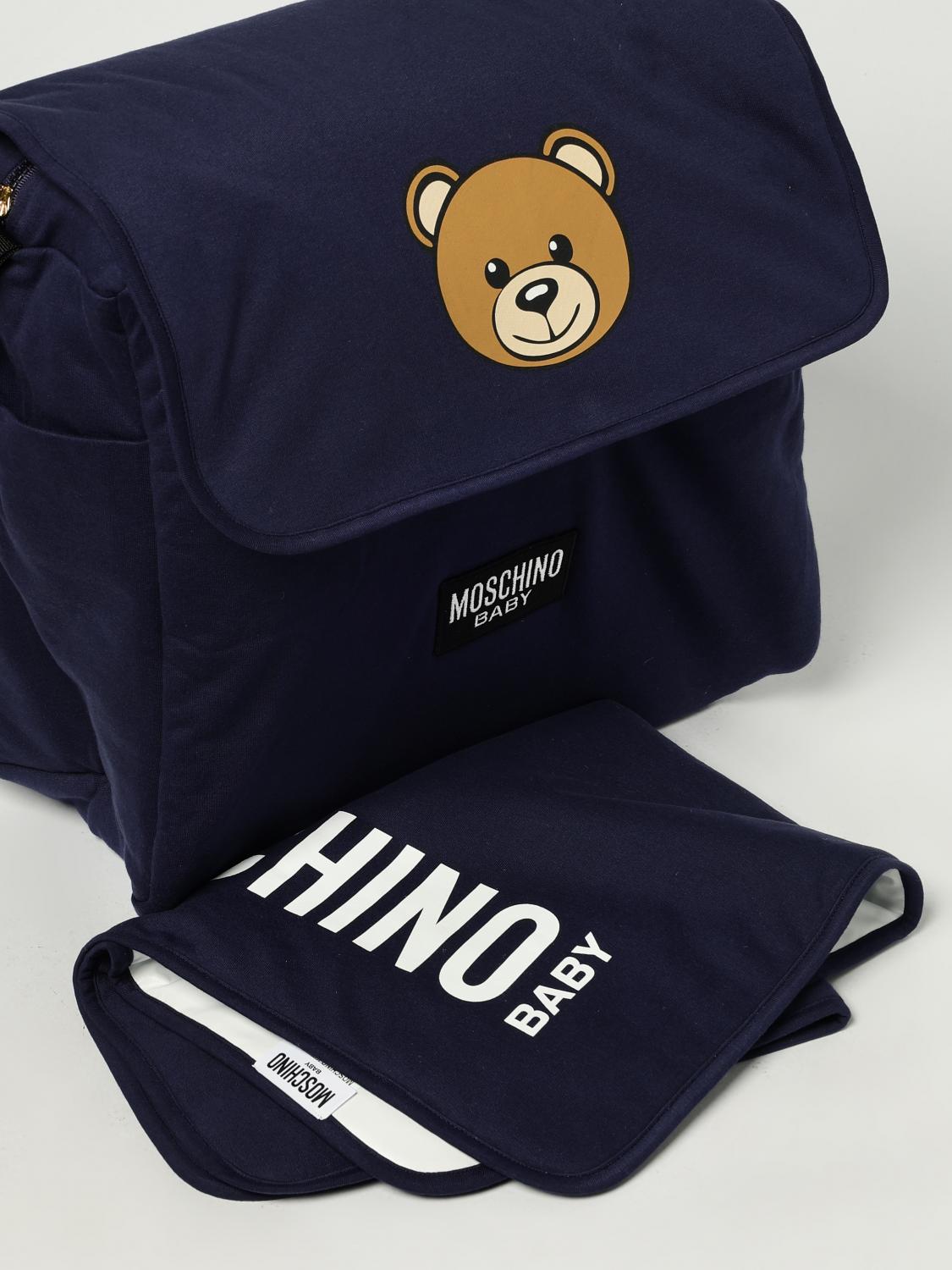 MOSCHINO CORREDI BAMBINI: Diaper bag in cotone Teddy Bear Moschino, Blue - Img 3