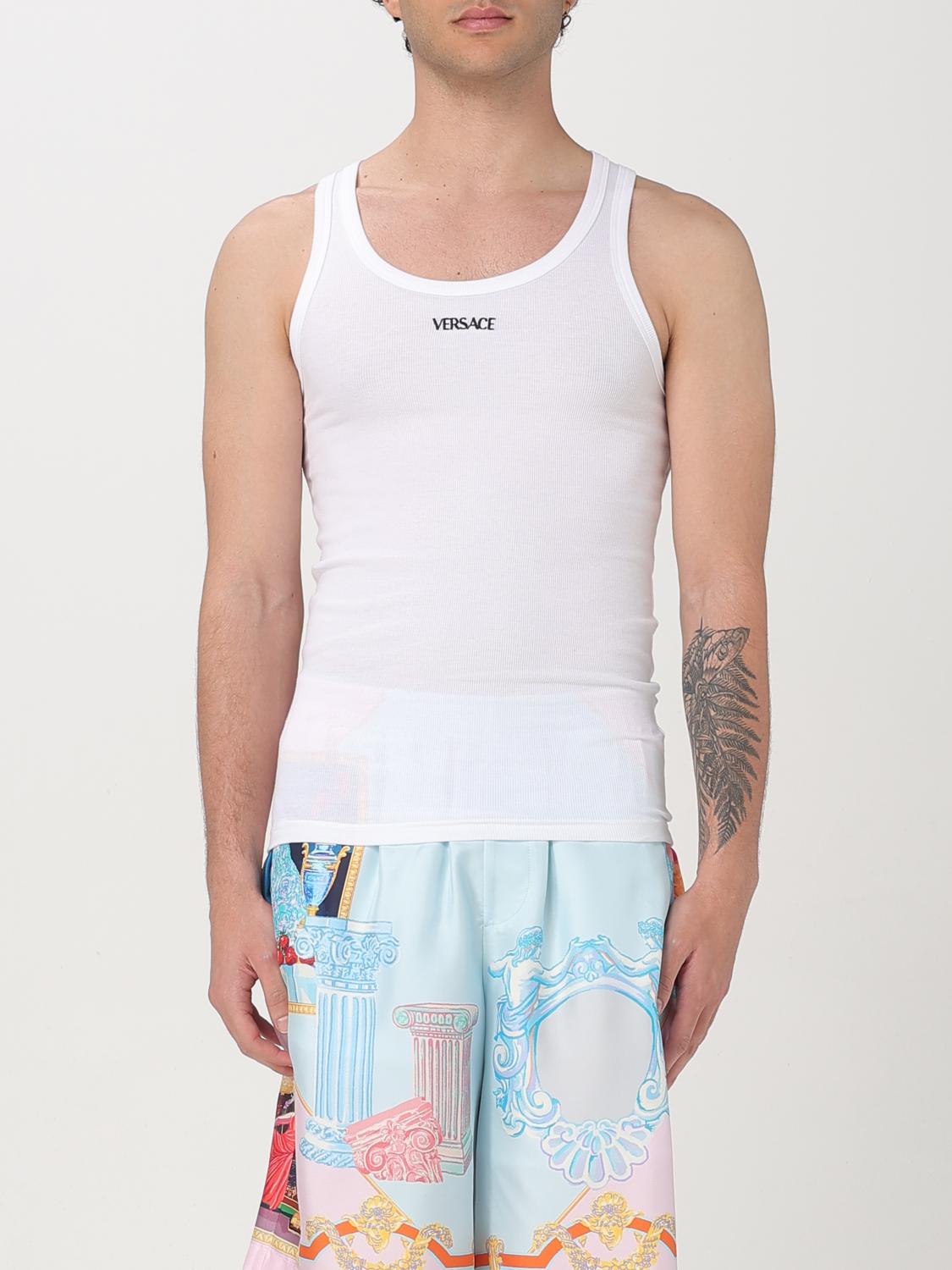 VERSACE T-SHIRT: Versace Stretch Cotton Tank Top, White - Img 1
