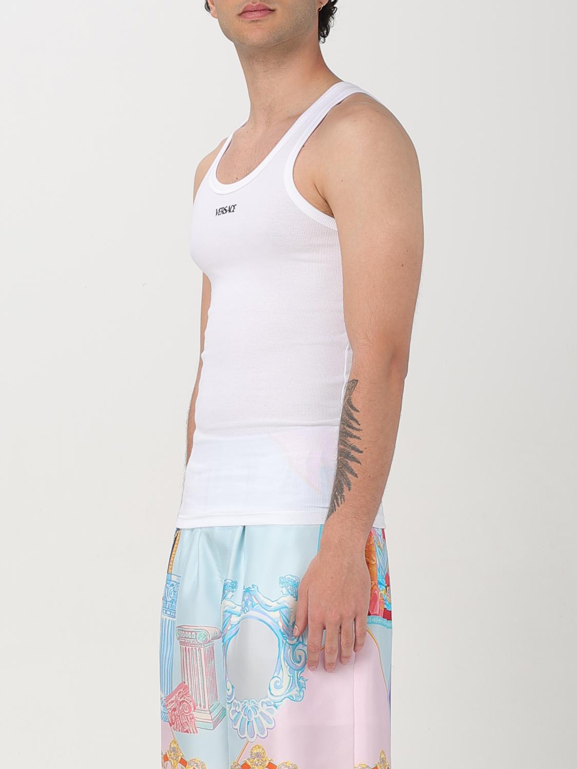 VERSACE T-SHIRT: Versace Stretch Cotton Tank Top, White - Img 4