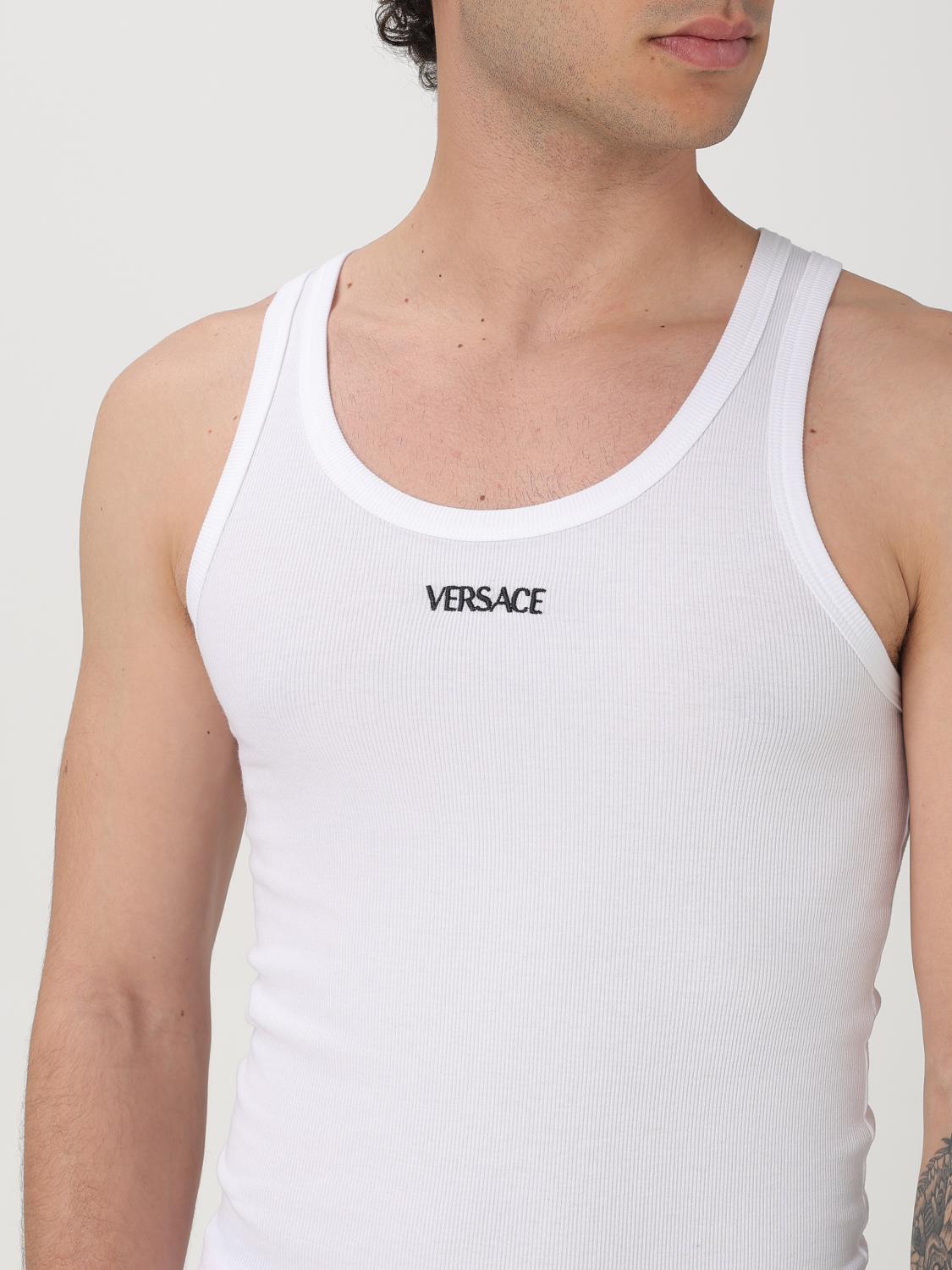 VERSACE T-SHIRT: Versace Stretch Cotton Tank Top, White - Img 5