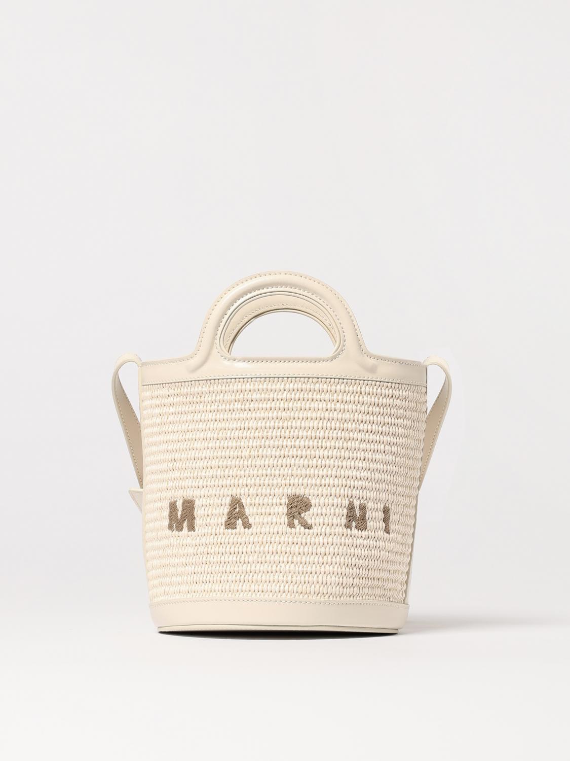 MARNI BORSA MINI: Borsa a mano Tropicalia a secchiello Marni, Bianco - Img 1