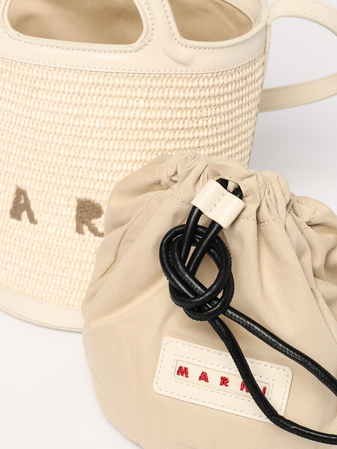 MARNI BORSA MINI: Borsa a mano Tropicalia a secchiello Marni, Bianco - Img 4