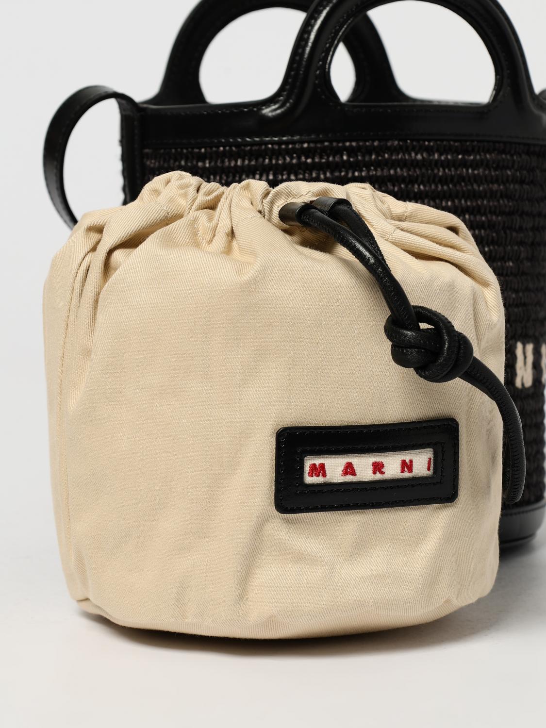 MARNI BORSA MINI: Borsa a mano Tropicalia a secchiello Marni, Nero - Img 4